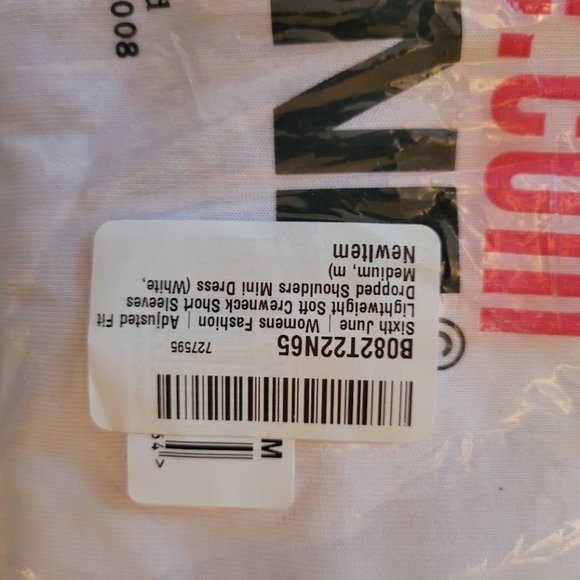 Sixth June Women's Adjusted Fit Soft Crewneck Dropped Shoulders Mini Dress White - Picture 4 of 6